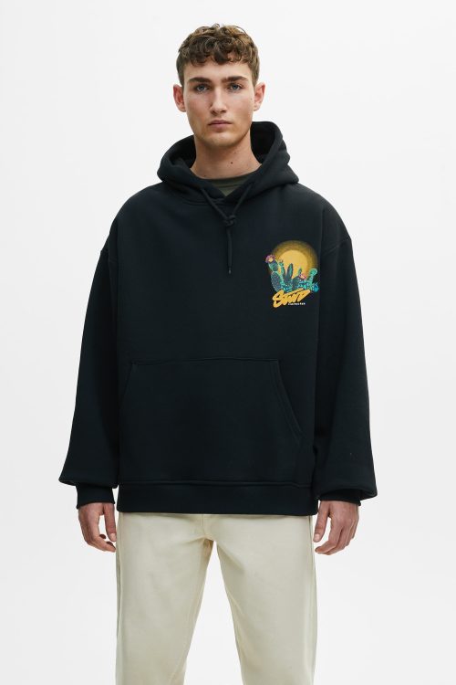 Black Hoodie With Contrast Graphic