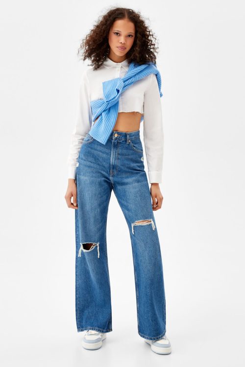 Ripped Wide-Leg ’90s Jeans
